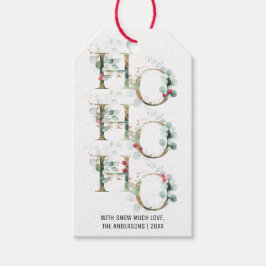 Etiqueta Para Presente Watercolor Christmas Ho Ho HO Greenery & Berries