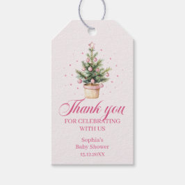 Etiqueta Para Presente Watercolor Christmas Tree Baby Shower Thank You