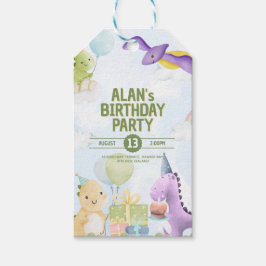 Etiqueta Para Presente Watercolor Dinosaur Birthday Invites