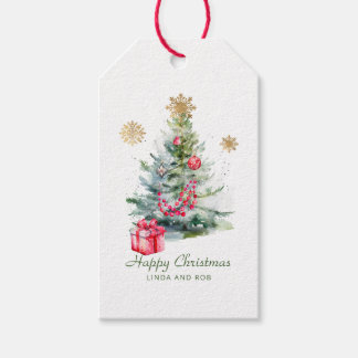 Etiqueta Para Presente Watercolor Elegant Snowflake Christmas