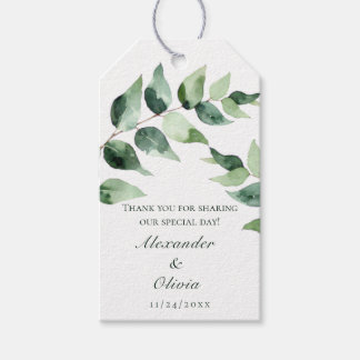 Etiqueta Para Presente Watercolor Eucalyptus Wedding | White