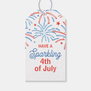 Etiqueta Para Presente Watercolor Fireworks 4th of julho Sparkler Party