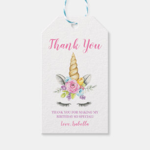 Etiqueta Para Presente Watercolor Floral Unicorn Birthday