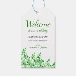 Etiqueta Para Presente Watercolor Greenery Bem-vindo ao nosso Casamento