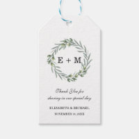 Watercolor Greenery Monograma, Favor de Casamento