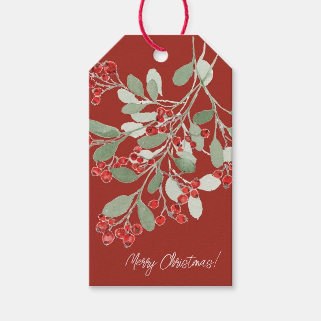 Etiqueta Para Presente Watercolor Holly (Frente)