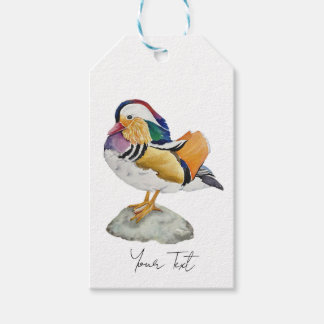 Etiqueta Para Presente Watercolor Mandarin Duck
