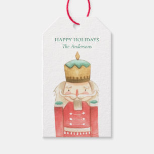Etiqueta Para Presente Watercolor Nutcracker Holly Natal Feriado