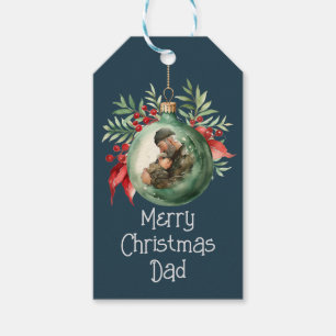 Etiqueta Para Presente Watercolor Padre Filho Ornament Arte de Natal