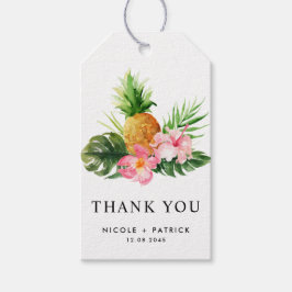 Etiqueta Para Presente Watercolor Pineapple Tropical Wedding Thank You