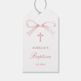 Etiqueta Para Presente Watercolor Pink Bow Baptism