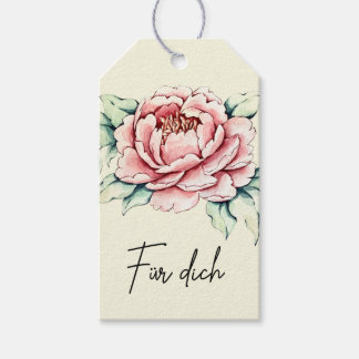 Etiqueta Para Presente Watercolor Pink Peony Gift Tag