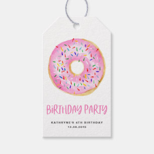 Etiqueta Para Presente Watercolor Pink Rosquinha Sprinkkles Aniversário O