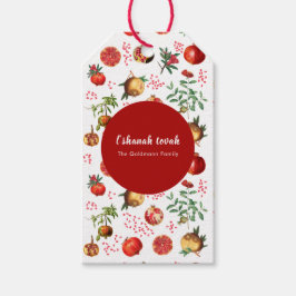 Etiqueta Para Presente Watercolor Pomegranate Pattern Rosh Hashanah