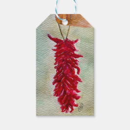 Etiqueta Para Presente Watercolor Red Chile Ristra Novo México