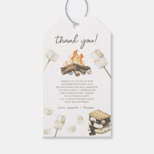 Etiqueta Para Presente Watercolor S'more Chá de fraldas Obrigado