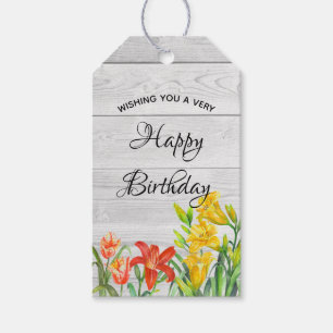 Etiqueta Para Presente Watercolor Summer Flowers Feliz Aniversário