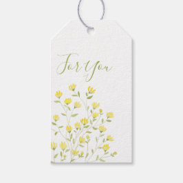 Etiqueta Para Presente Watercolor Vintage Amarelo Floral