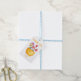 Etiqueta Para Presente Watercolor Wildflower Em Pote Obrigado