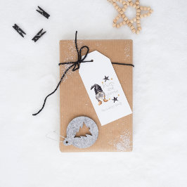 Etiqueta Para Presente Watercolor Winter Gnomo Buffalo check Natal