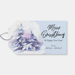 Etiqueta Para Presente Watercolor Woodland Feliz All Holiday