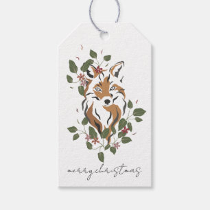Etiqueta Para Presente Watercolor Woodland Fox Pine Boughs Natal Gif