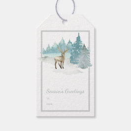 Etiqueta Para Presente Watercolor Woodland Winter Deed Christmas