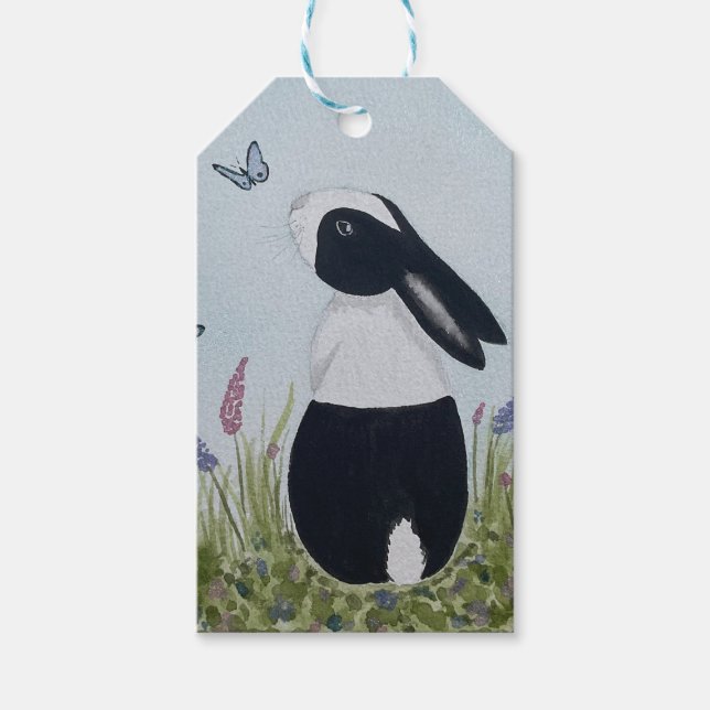 Etiqueta Para Presente Watercolour Dutch Bunny Rabbit (Frente)