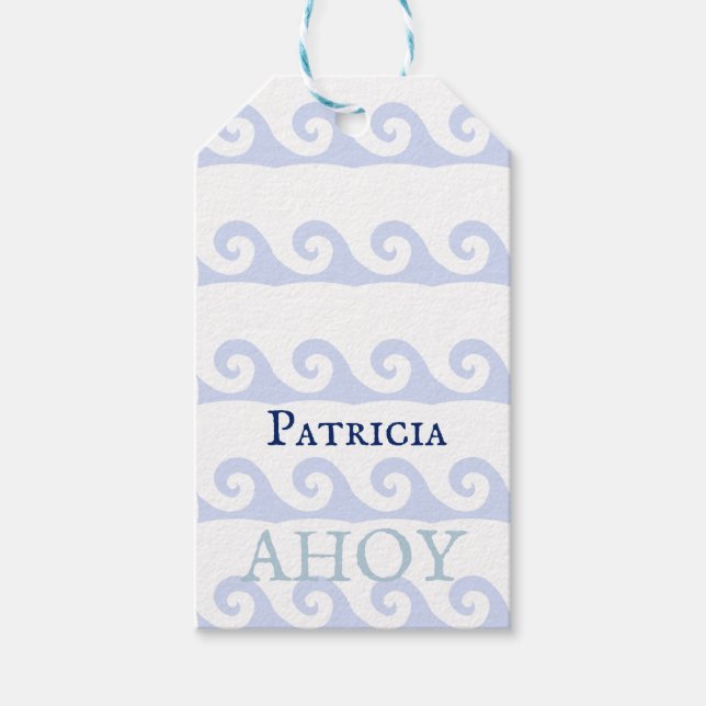 Etiqueta Para Presente Waves Ahoy Personalizado (Frente)