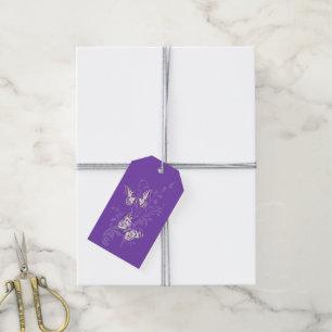Etiqueta Para Presente Wedding duas borboletas que tiram o Tag roxo do