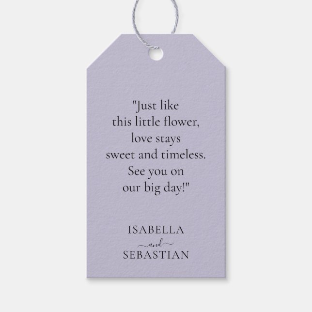 Etiqueta Para Presente Wedding Lavender Lilac Touch (Frente)