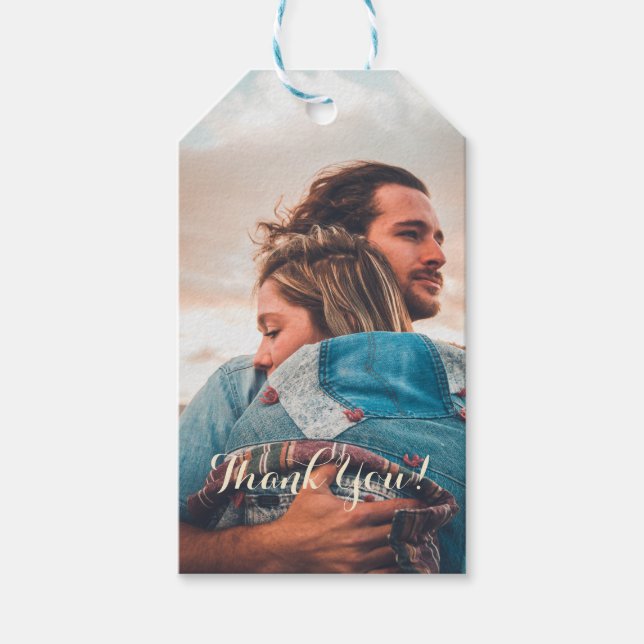 Etiqueta Para Presente Wedding Photo Luxury Thank You Gift Tag (Frente)