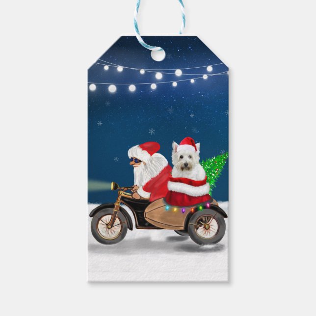 Etiqueta Para Presente West Highland White Terrier Natal Santa Claus (Frente)