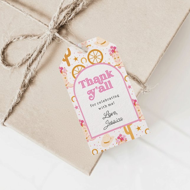 Etiqueta Para Presente Western Cowgirl Rodeo Birthday Party Thank You (Criador carregado)