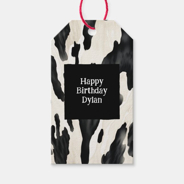 Etiqueta Para Presente Western Farm Animal Cow (Frente)