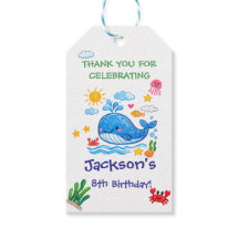 Whale Theme Summer Kids Birthday Thank you 