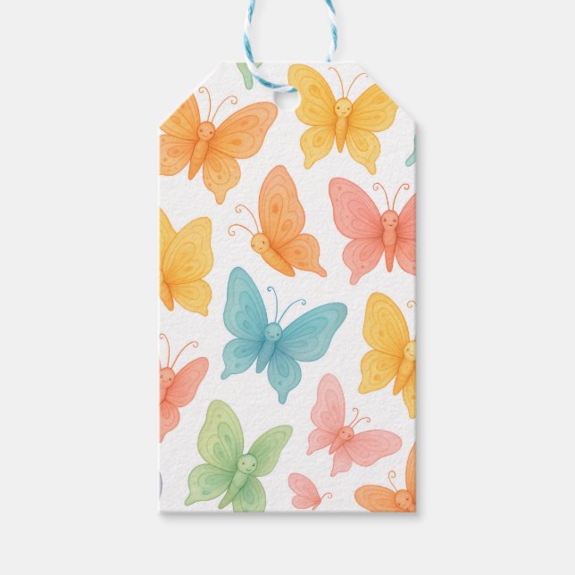 Etiqueta Para Presente "Whimsical Butterflies" (Frente)