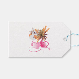 Etiqueta Para Presente Whimsical Cat Mom Floral & Wildflower Hearts Desig