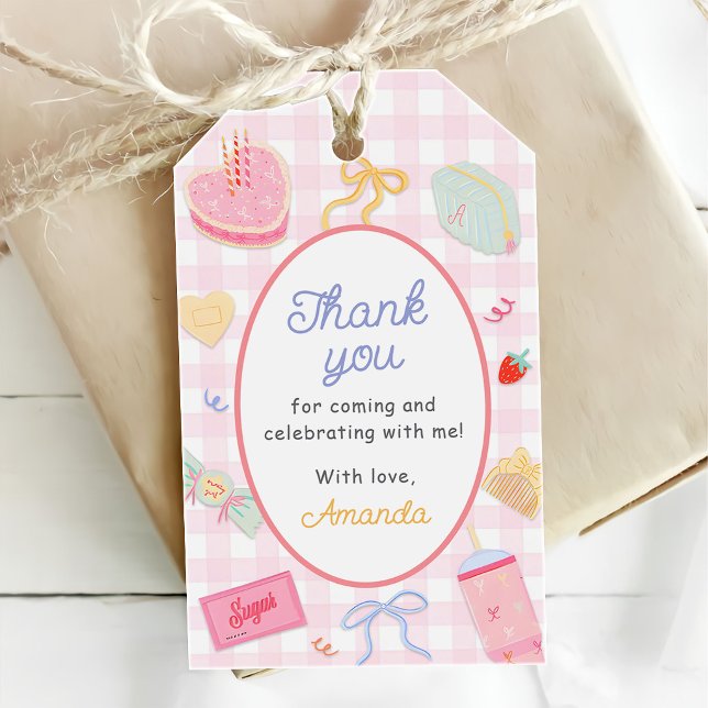 Etiqueta Para Presente Whimsical Coquette Pink Hand Drawn (Criador carregado)