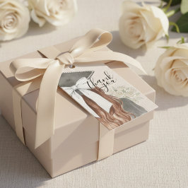 Etiqueta Para Presente Whimsical Graduation Cap with Bow & Pearls Script