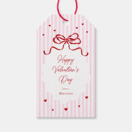Etiqueta Para Presente Whimsical Pink Red Bow Hearts Valentine's Day