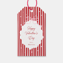 Etiqueta Para Presente Whimsical Red Pink Bow Hearts Happy Valentines Day
