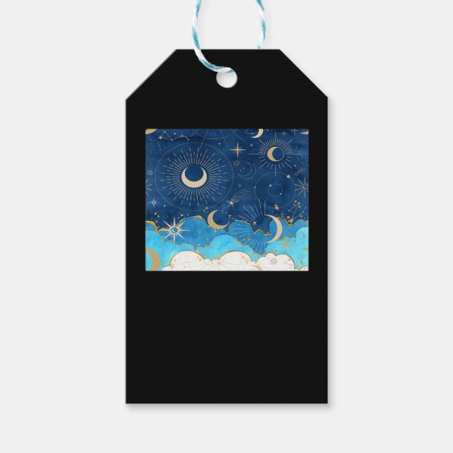 Etiqueta Para Presente Whimsigoth Clouds Sun Moon Witchy Classic (Frente)