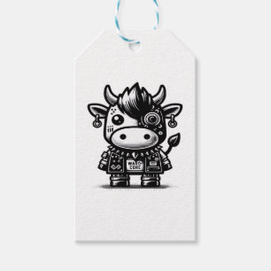 Etiqueta Para Presente Whimsigoth Cyborg Cow Vintage Art Design Classic