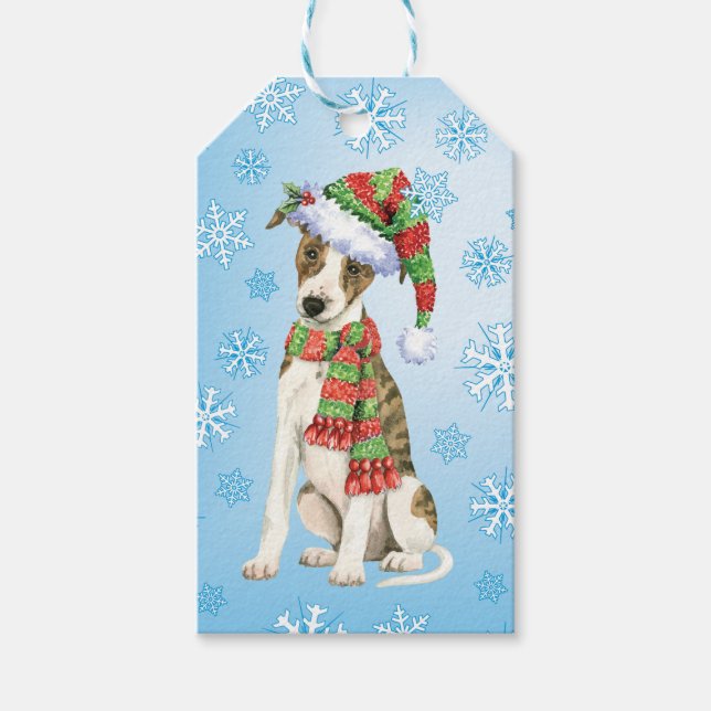 Etiqueta Para Presente Whippet Feliz Howlidays (Frente)