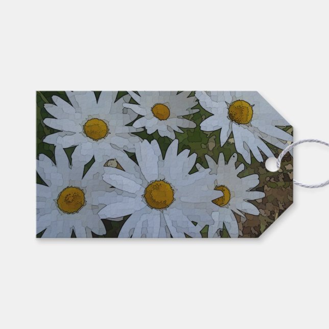 Etiqueta Para Presente White Daisies (Frente (horizontal))