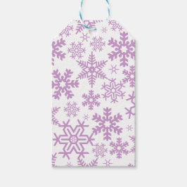 ETIQUETA PARA PRESENTE WHITE WITH PURPLE WINTER SNOWFLAKES