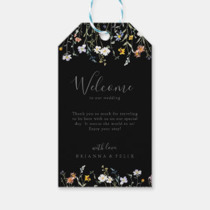 Etiqueta Para Presente Wild Multicolor Floral Black Weding Welcome