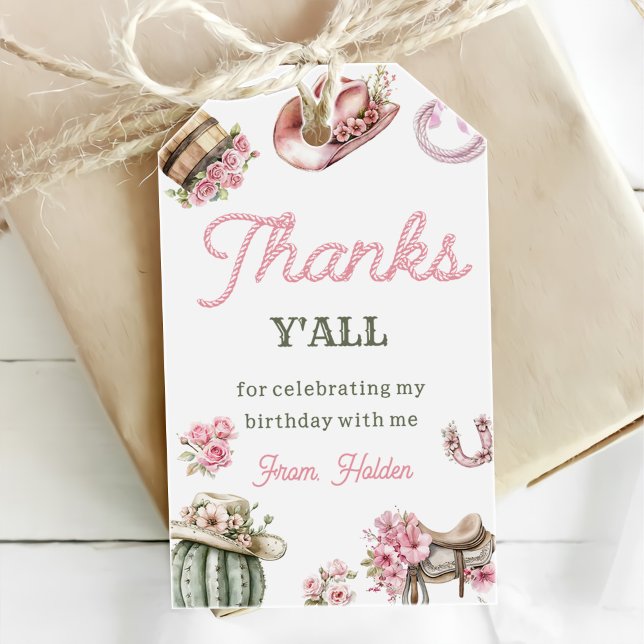 Etiqueta Para Presente Wild West Cowgirl Birthday Party Thank You  (Criador carregado)