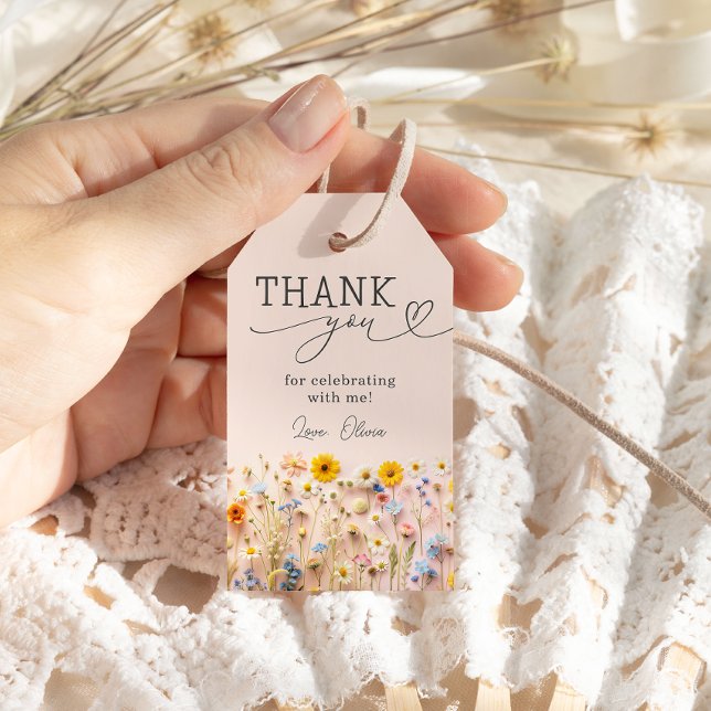 Etiqueta Para Presente Wildflower Birthday Obrigado (Criador carregado)
